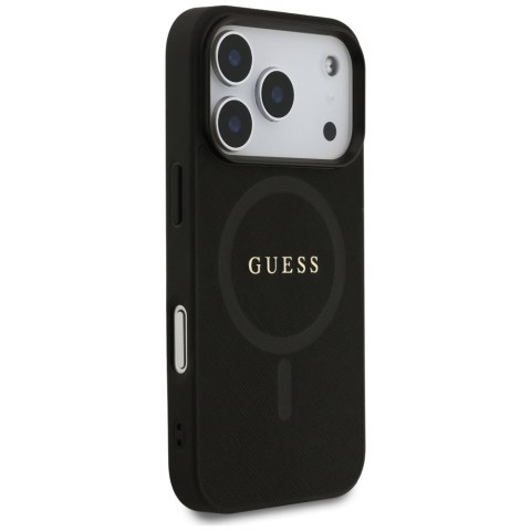 Etui Guess Saffiano Classic Logo MagSafe do iPhone 17 Pro czarny