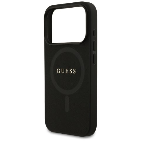 Etui Guess Saffiano Classic Logo MagSafe do iPhone 17 Pro czarny