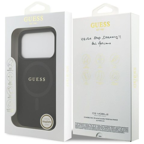 Etui Guess Saffiano Classic Logo MagSafe do iPhone 17 Pro czarny