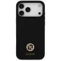 Etui Guess Silicone Logo Strass 4G MagSafe do iPhone 17 Pro Max czarny