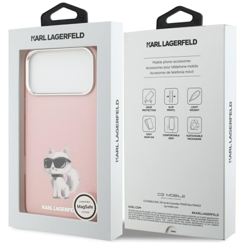Etui Karl Lagerfeld IML Aquarelle Choupette & Logo MagSafe do iPhone 17 Pro Max różowy