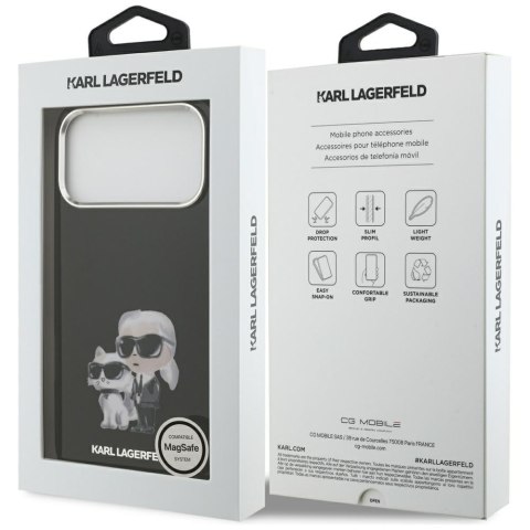 Etui Karl Lagerfeld IML Aquarelle Karl & Choupette & Logo MagSafe do iPhone 17 Pro Max czarny