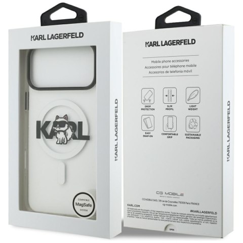 Etui Karl Lagerfeld IML Choupette Sketch Logo MagSafe do iPhone 17 Pro Max przezroczysty
