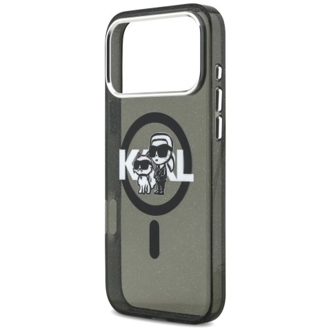 Etui Karl Lagerfeld IML Glitter Karl & Choupette Sketch Logo MagSafe do iPhone 17 Pro Max czarny