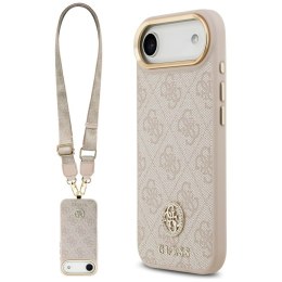 Etui Guess 4G Strass Logo & Big Strap Metal Buttons MagSafe do iPhone Air różowy