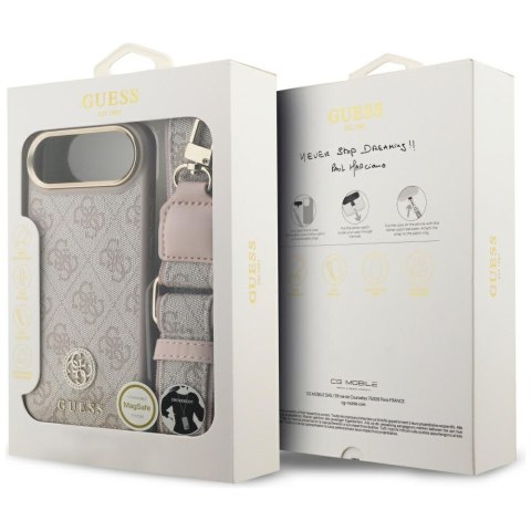 Etui Guess 4G Strass Logo & Big Strap Metal Buttons MagSafe do iPhone Air różowy