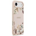 Etui Guess Grained Flowers Classic Logo MagSafe do iPhone Air różowy