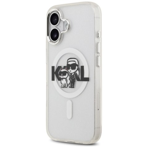 Etui Karl Lagerfeld IML Glitter Karl & Choupette Sketch Logo MagSafe do iPhone 17 przezroczysty