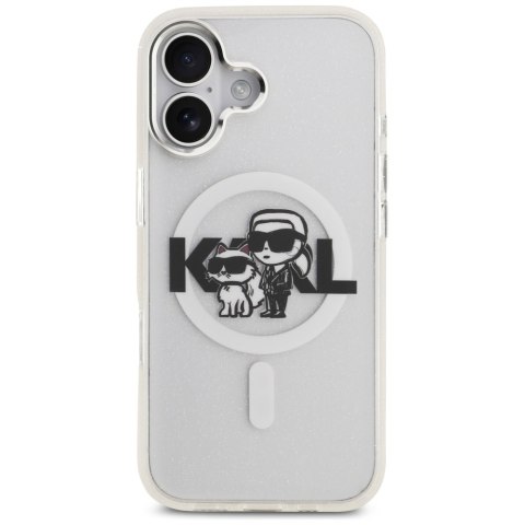 Etui Karl Lagerfeld IML Glitter Karl & Choupette Sketch Logo MagSafe do iPhone 17 przezroczysty