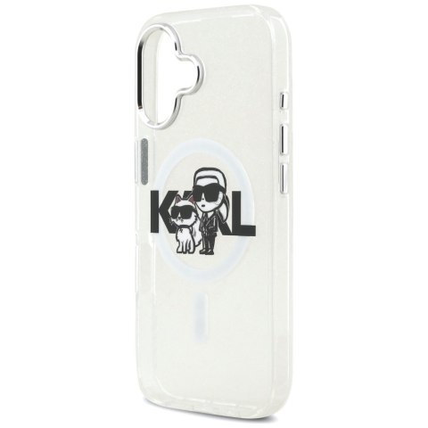 Etui Karl Lagerfeld IML Glitter Karl & Choupette Sketch Logo MagSafe do iPhone 17 przezroczysty