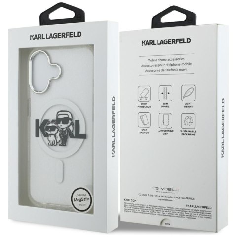 Etui Karl Lagerfeld IML Glitter Karl & Choupette Sketch Logo MagSafe do iPhone 17 przezroczysty