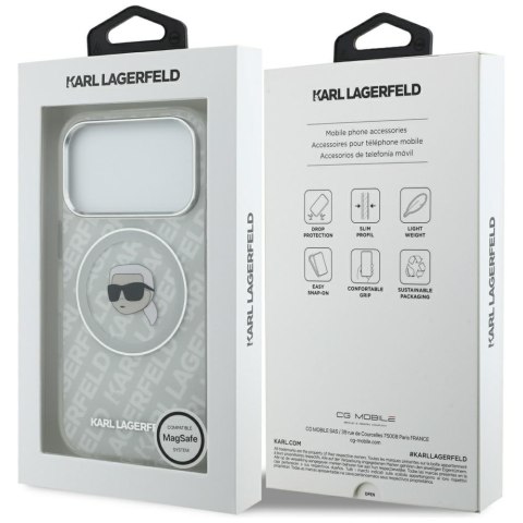 Etui Karl Lagerfeld IML Karl Head Logo MagSafe do iPhone 17 Pro Max szary