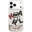 Etui Karl Lagerfeld Liquid Glitter Choupette Logo MagSafe do iPhone 17 Pro Max przezroczysty
