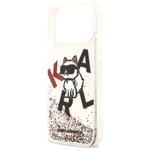 Etui Karl Lagerfeld Liquid Glitter Choupette Logo MagSafe do iPhone 17 Pro Max przezroczysty