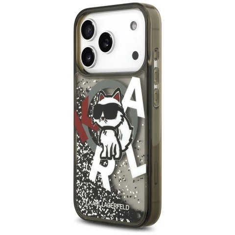 Etui Karl Lagerfeld Liquid Glitter Choupette Logo MagSafe do iPhone 17 Pro czarny