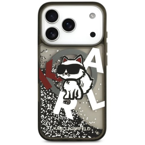 Etui Karl Lagerfeld Liquid Glitter Choupette Logo MagSafe do iPhone 17 Pro czarny