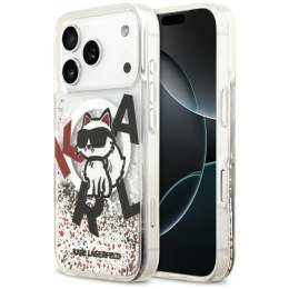 Etui Karl Lagerfeld Liquid Glitter Choupette Logo MagSafe do iPhone 17 Pro przezroczysty