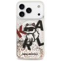 Etui Karl Lagerfeld Liquid Glitter Choupette Logo MagSafe do iPhone 17 Pro przezroczysty