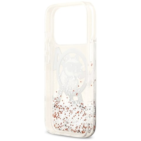 Etui Karl Lagerfeld Liquid Glitter Choupette Logo MagSafe do iPhone 17 Pro przezroczysty