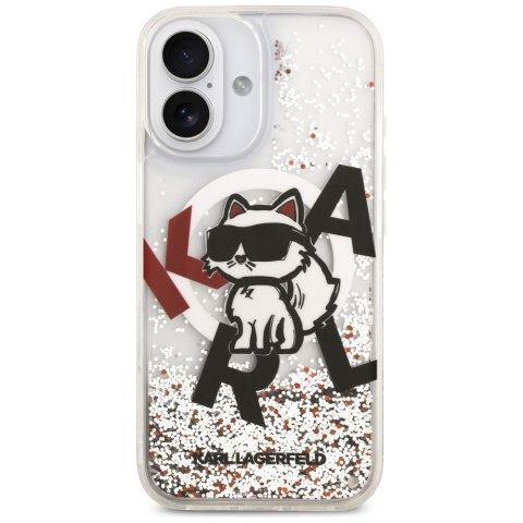 Etui Karl Lagerfeld Liquid Glitter Choupette Logo MagSafe do iPhone 17 przezroczysty