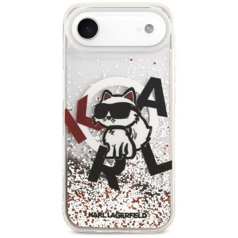 Etui Karl Lagerfeld Liquid Glitter Choupette Logo MagSafe do iPhone Air przezroczysty