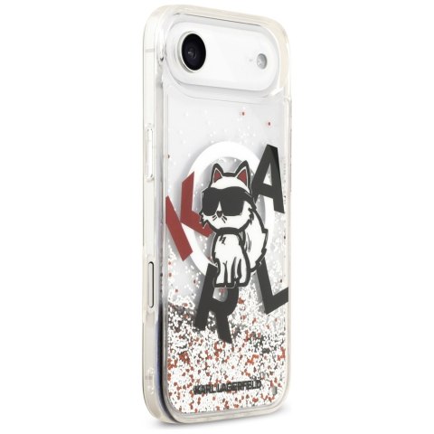 Etui Karl Lagerfeld Liquid Glitter Choupette Logo MagSafe do iPhone Air przezroczysty