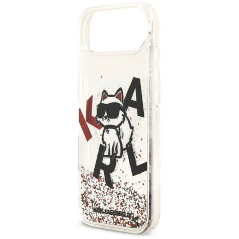 Etui Karl Lagerfeld Liquid Glitter Choupette Logo MagSafe do iPhone Air przezroczysty