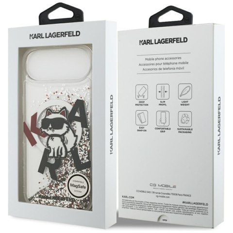 Etui Karl Lagerfeld Liquid Glitter Choupette Logo MagSafe do iPhone Air przezroczysty