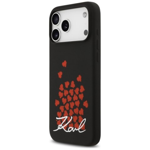 Etui Karl Lagerfeld Silicone Heart Sign Logo MagSafe do iPhone 17 Pro Max czarny