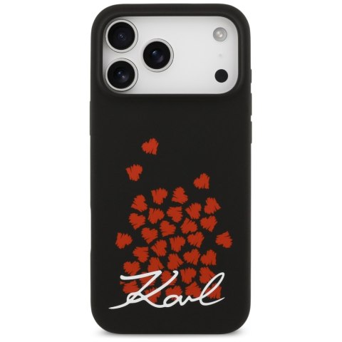 Etui Karl Lagerfeld Silicone Heart Sign Logo MagSafe do iPhone 17 Pro Max czarny