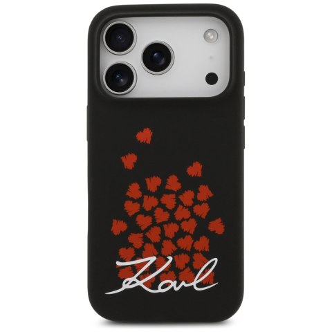 Etui Karl Lagerfeld Silicone Heart Sign Logo MagSafe do iPhone 17 Pro czarny
