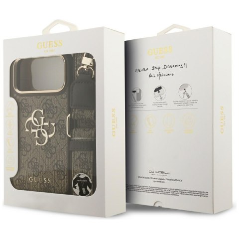 Etui Guess 4G Big 4G Classic Logo Big Strap Metal Buttons do iPhone 17 Pro Max brązowy