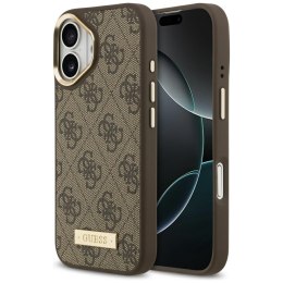 Etui Guess 4G Logo Plate MagSafe do iPhone 17 brązowy
