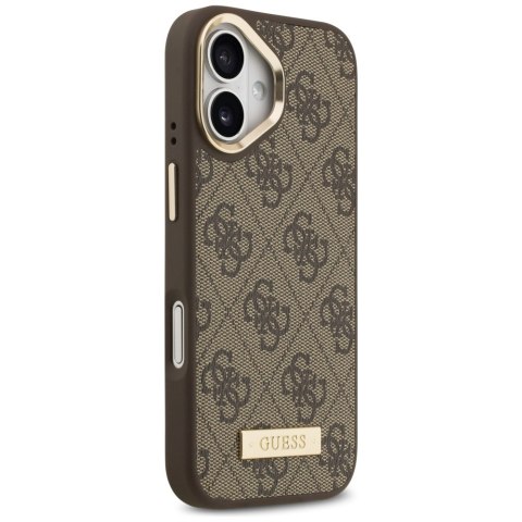 Etui Guess 4G Logo Plate MagSafe do iPhone 17 brązowy