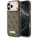 Etui Guess 4G Logo Plate MagSafe do iPhone 17 Pro Max brązowy