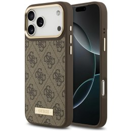 Etui Guess 4G Logo Plate MagSafe do iPhone 17 Pro Max brązowy