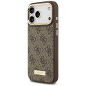 Etui Guess 4G Logo Plate MagSafe do iPhone 17 Pro Max brązowy