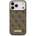 Etui Guess 4G Logo Plate MagSafe do iPhone 17 Pro Max brązowy