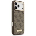 Etui Guess 4G Logo Plate MagSafe do iPhone 17 Pro Max brązowy