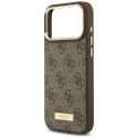 Etui Guess 4G Logo Plate MagSafe do iPhone 17 Pro Max brązowy