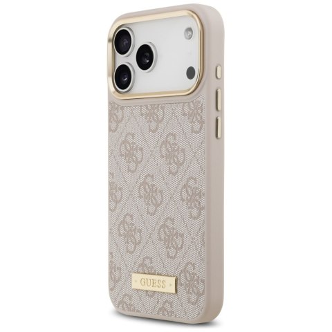 Etui Guess 4G Logo Plate MagSafe do iPhone 17 Pro Max różowy