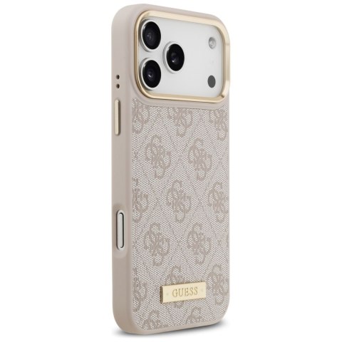 Etui Guess 4G Logo Plate MagSafe do iPhone 17 Pro Max różowy