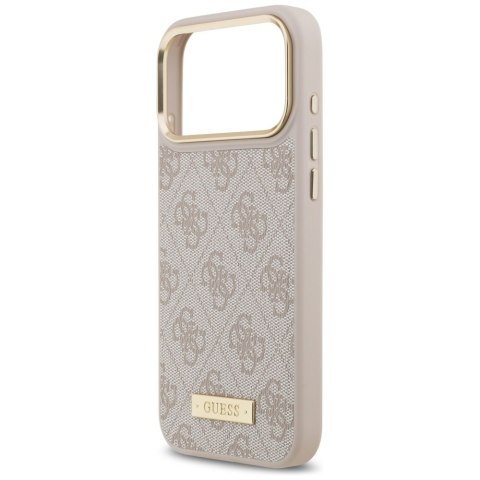 Etui Guess 4G Logo Plate MagSafe do iPhone 17 Pro Max różowy