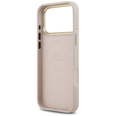 Etui Guess 4G Logo Plate MagSafe do iPhone 17 Pro Max różowy