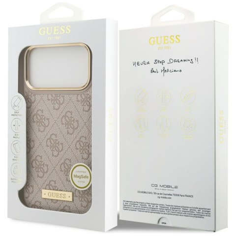 Etui Guess 4G Logo Plate MagSafe do iPhone 17 Pro Max różowy