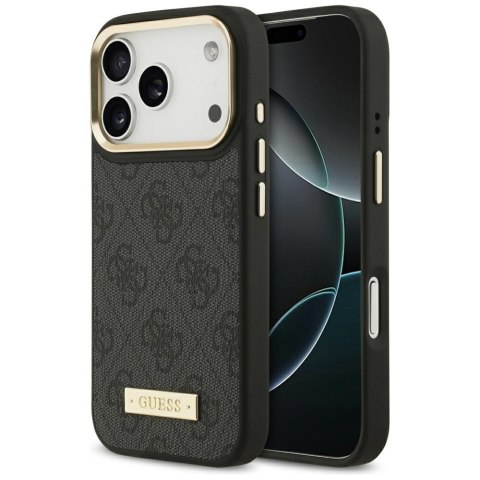Etui Guess 4G Logo Plate MagSafe do iPhone 17 Pro czarny