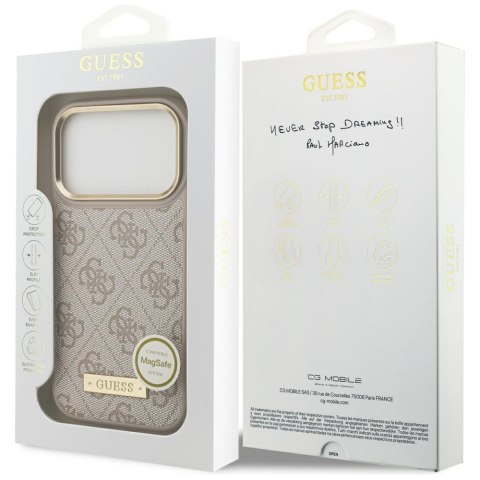 Etui Guess 4G Logo Plate MagSafe do iPhone 17 Pro różowy