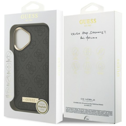 Etui Guess 4G Logo Plate MagSafe do iPhone 17 czarny