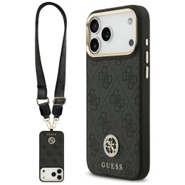 Etui Guess 4G Srtass Logo & Big Strap Metal Buttons MagSafe do iPhone 17 Pro Max czarny