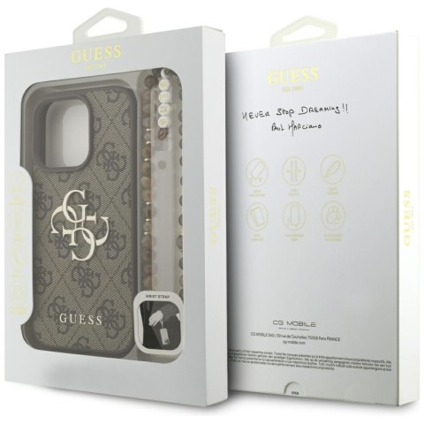 Etui Guess 4G Strap 4G Classic Logo do iPhone 16 Pro Max brązowy